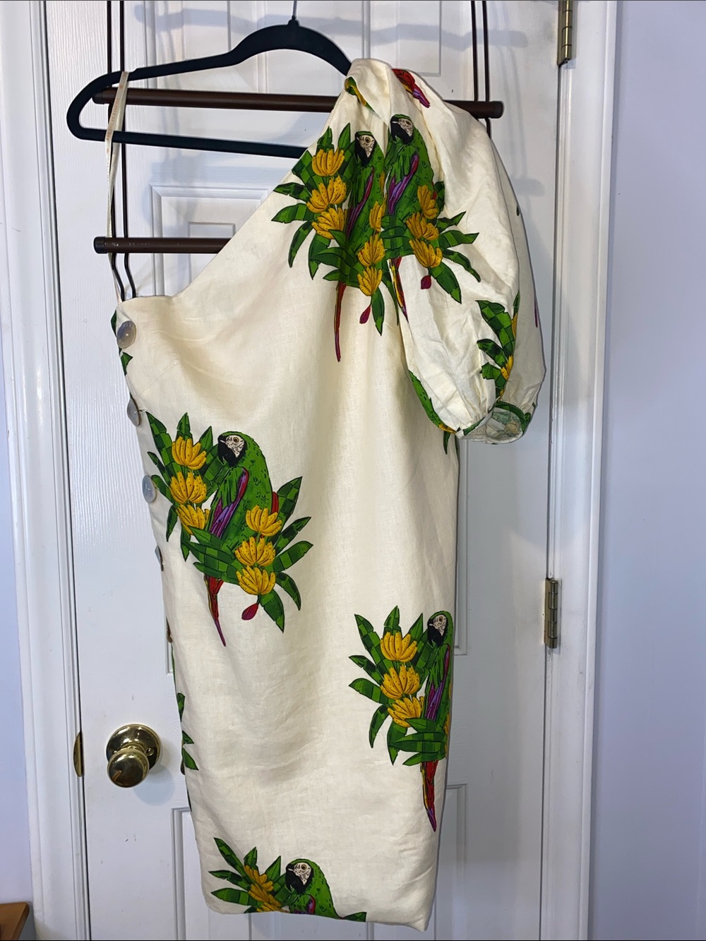 NWT Farm Rio Maracana bird one shoulder dress, sz. M